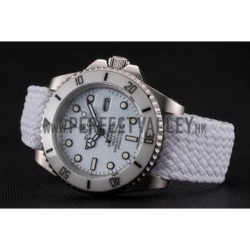 Swiss Rolex Submariner Bamford White Dial White Fabric Bracelet  1453982