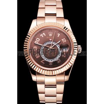 Rolex Sky Dweller Brown Dial Rose Gold Case Ad Bracelet