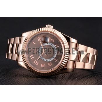 Rolex Sky Dweller Brown Dial Rose Gold Case Ad Bracelet