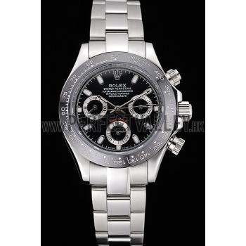 Cheap Rolex Cosmograph Daytona Stainless Steel Case Black Silver Subdials Stainless Steel  622635