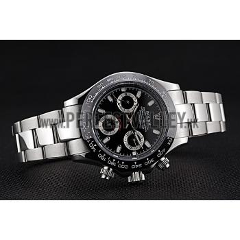 Cheap Rolex Cosmograph Daytona Stainless Steel Case Black Silver Subdials Stainless Steel  622635