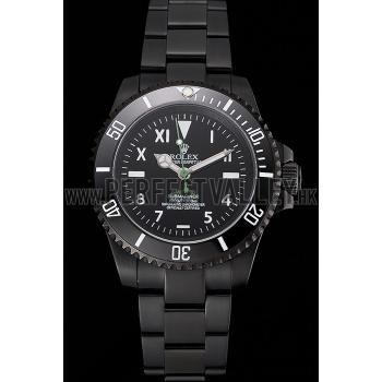 Rolex Bamford Submariner Black Dial Roman Numerals Black Ionized Case And Bracelet