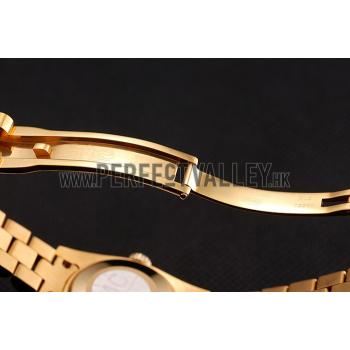 Swiss Rolex DayJust Diamond Pave Gold Dial Gold Diamond Bracelet 1453953