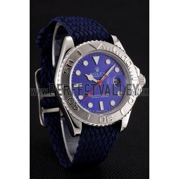 Swiss Rolex Yacht Master Blue Dial Blue Fabric Bracelet 1453983