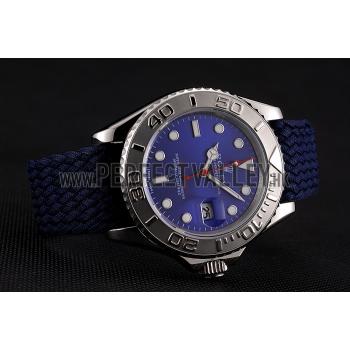 Swiss Rolex Yacht Master Blue Dial Blue Fabric Bracelet 1453983