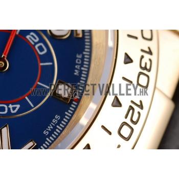 Replica Rolex Daytona Gold Case Blue Dial Black Leather Strap