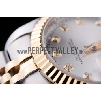 Rolex Datejust Silver Dial Diamonds Ribbed Bezel 7454