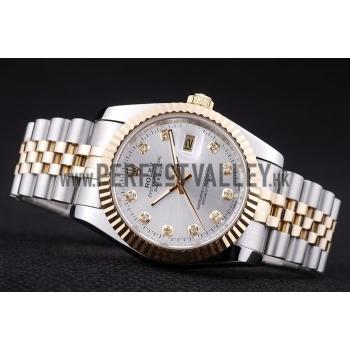 Rolex Datejust Silver Dial Diamonds Ribbed Bezel 7454