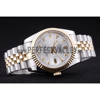 Rolex Datejust Silver Dial Diamonds Ribbed Bezel 7454