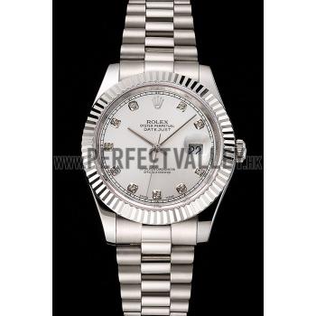 Swiss Rolex Datejust Silver Dial Stainless Steel Case And Bracelet