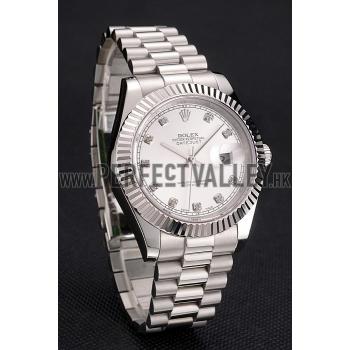 Swiss Rolex Datejust Silver Dial Stainless Steel Case And Bracelet