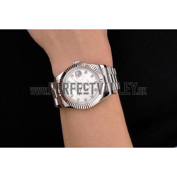 Swiss Rolex Datejust Silver Dial Stainless Steel Case And Bracelet