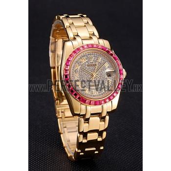 Cheap Rolex Datejust Diamond Dial Pink Jewels Bezel Gold Case And Bracelet  622835