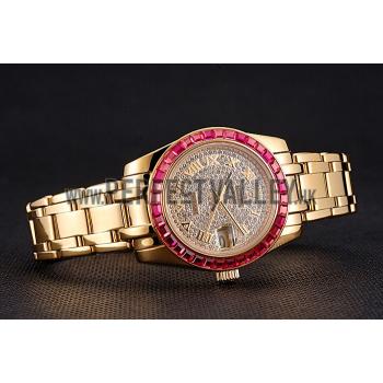 Cheap Rolex Datejust Diamond Dial Pink Jewels Bezel Gold Case And Bracelet  622835