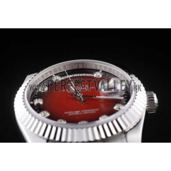 Rolex Day-Date Polished Stainless Steel Two Tone Red Dial