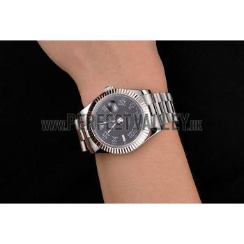 Replica Swiss Rolex Datejust Black Dial Roman Numerals Stainless Steel Case And Bracelet