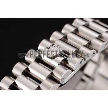 Swiss Rolex Day-Date White Dial Diamond Case Diamond Numerals Stainless Steel Bracelet 1453968