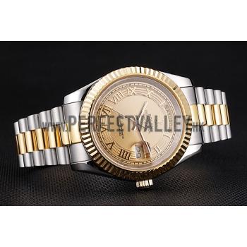 Rolex Day-Date Two Tone Stainless Steel 18k Gold Plated Gold Dial