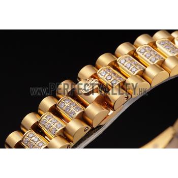 Swiss Rolex Day-Date Diamonds Yellow Gold-srl184  621614