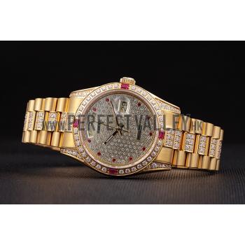 Swiss Rolex Day-Date Diamonds Yellow Gold-srl184  621614