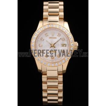 Rolex Datejust 18k Yellow Gold Plated Stainless Steel Diamond Plated 98076