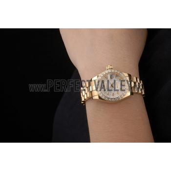 Rolex Datejust 18k Yellow Gold Plated Stainless Steel Diamond Plated 98076