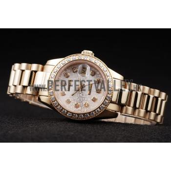 Rolex Datejust 18k Yellow Gold Plated Stainless Steel Diamond Plated 98076