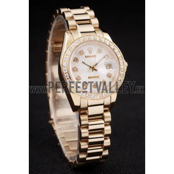 Rolex Datejust 18k Yellow Gold Plated Stainless Steel Diamond Plated 98076