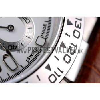 Rolex Daytona Lady Stainless Steel Case White Dial Brown Leather Strap Tachymeter