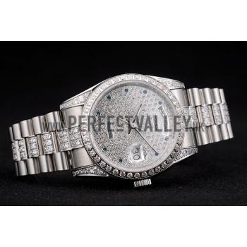 Cheap Rolex DayDate Diamond Plated Stainless Steel Bracelet Diamond Plated Dial 41986