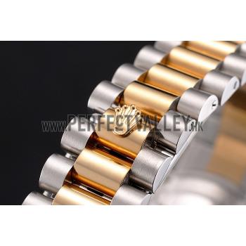 Swiss Rolex Datejust White Dial Gold Bezel Stainless Steel Case Two Tone Gold Bracelet