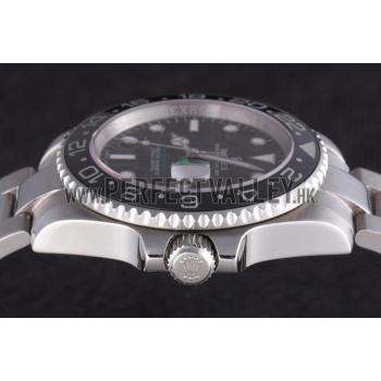 Rolex GMT Stainless Steel Bracelet with Black Enamel Bezel and Black Dial  621571