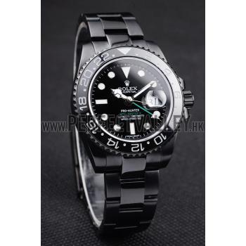 Rolex Swiss GMT Master II Pro-Hunter Black Steel Strap Black Dial