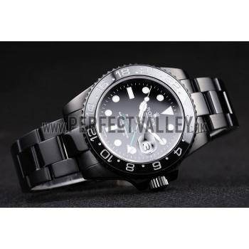 Rolex Swiss GMT Master II Pro-Hunter Black Steel Strap Black Dial