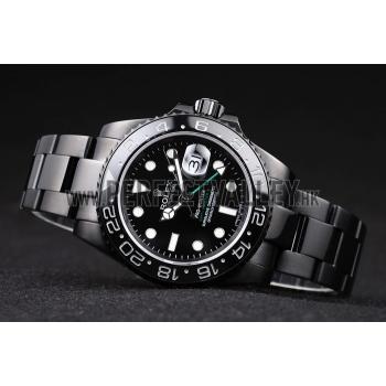 Rolex Swiss GMT Master II Pro-Hunter Black Steel Strap Black Dial