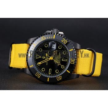 Cheap Rolex Stealth Submariner Yellow Nylon Strap 622012