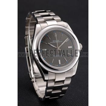 Rolex Oyster Perpetual Dark Rhodium Dial Stainless Steel Case And Bracelet