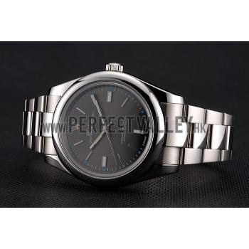 Rolex Oyster Perpetual Dark Rhodium Dial Stainless Steel Case And Bracelet