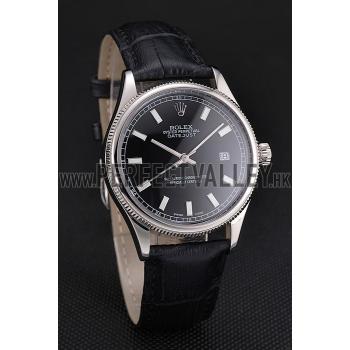 Swiss Rolex Datejust Black Dial Stainless Steel Case And Bracelet