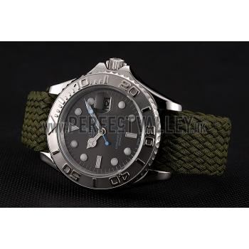 Cheap Swiss Rolex Yacht Master Green Dial Green Fabric Bracelet 1453984