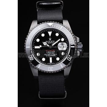 Replica Rolex Swiss Submariner Pro-Hunter Black Fabric Strap Black Dial