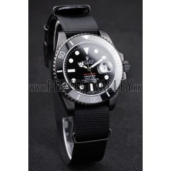 Replica Rolex Swiss Submariner Pro-Hunter Black Fabric Strap Black Dial