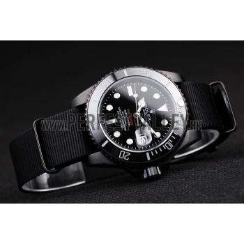 Replica Rolex Swiss Submariner Pro-Hunter Black Fabric Strap Black Dial