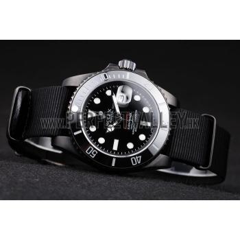 Replica Rolex Swiss Submariner Pro-Hunter Black Fabric Strap Black Dial