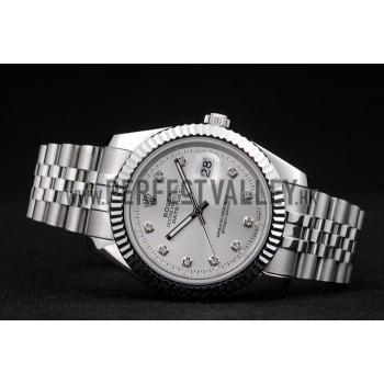 Rolex Swiss DateJust Stainless Steel Ribbed Bezel Silver Dial 41996