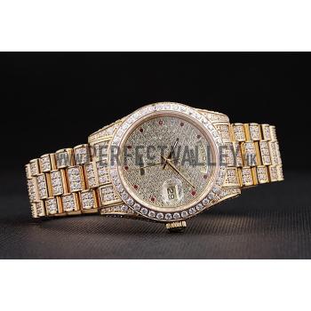 Swiss Rolex Day-Date Diamonds Yellow Gold-srl185  621615