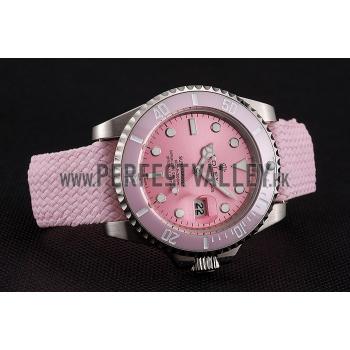 Swiss Rolex Submariner Pink Dial Pink Bezel Pink Fabric Bracelet 1453981