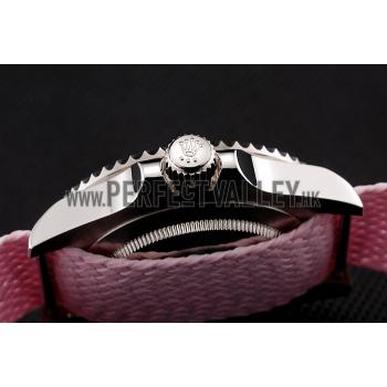 Swiss Rolex Submariner Pink Dial Pink Bezel Pink Fabric Bracelet 1453981