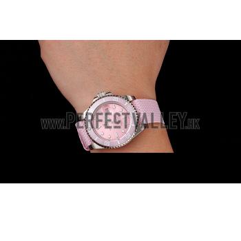 Swiss Rolex Submariner Pink Dial Pink Bezel Pink Fabric Bracelet 1453981