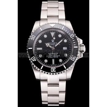 Swiss Rolex Submariner Small Date Black Dial And Bezel Stainless Steel Case And Bracelet